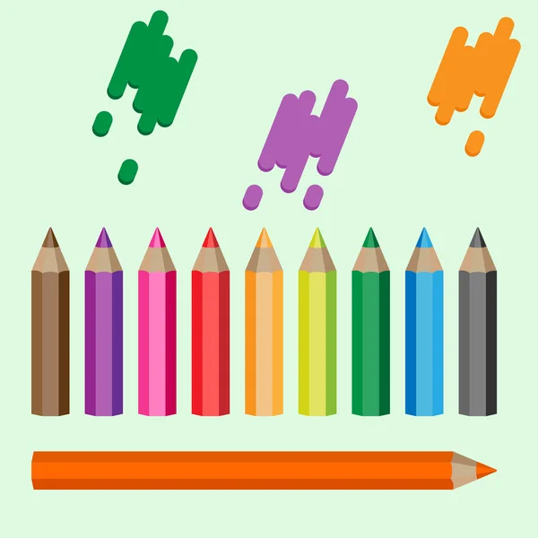 Varicolored kalem seti. Bir RAW on boya kalemi