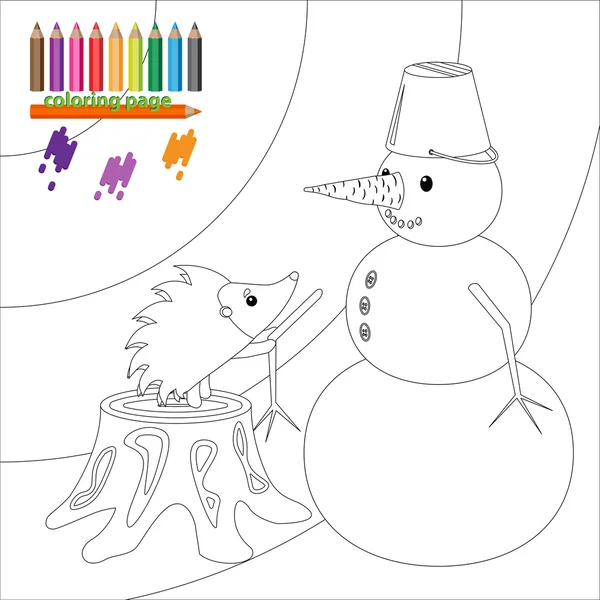 Kirpi ve kardan adam boyama sayfası