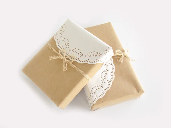 Box gift on white background — Stock Photo, Image