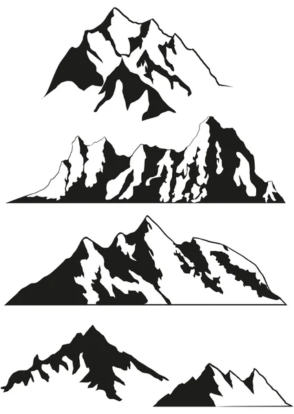Set of vector silhouettes of the mountains — Stock Vector