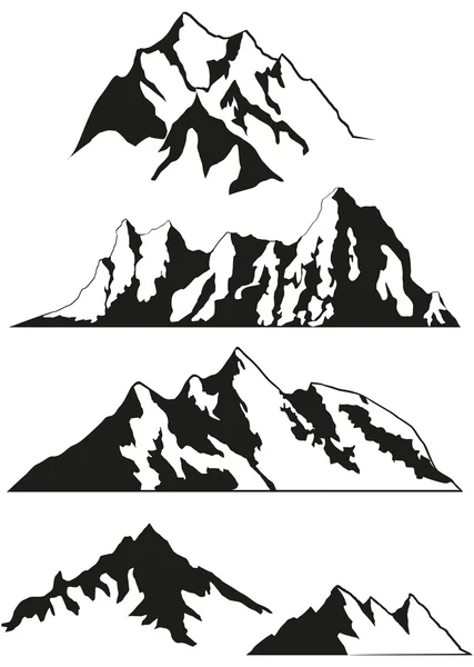 Set of vector silhouettes of the mountains Stock Illustration