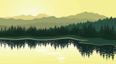 Beautiful mountain landscape with reflection in the lake. clipart