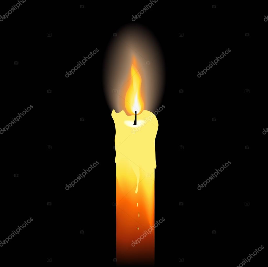 Burning Candle On Black Background Stock Vector Image By C Tanyadzu