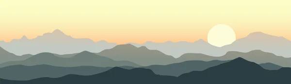 Magnifique coucher de soleil dans les montagnes. — Image vectorielle