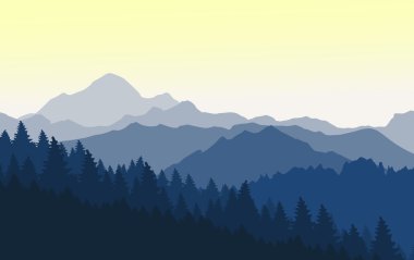 Картина, постер, плакат, фотообои "восход солнца в голубых горах
.", артикул 88566456