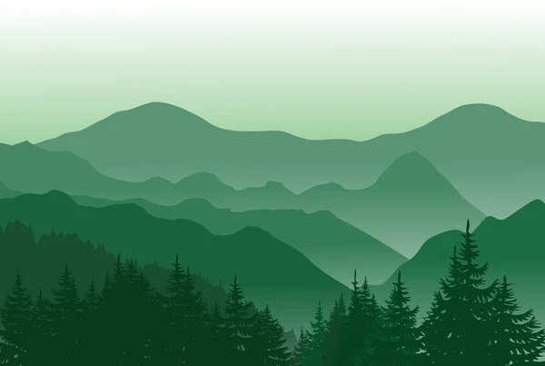 Beautiful green mountains. Summer landscape. — Stock Vector