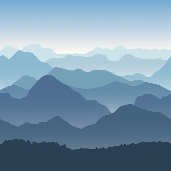 Blue mountains in the fog. Seamless background. — Stock Vector