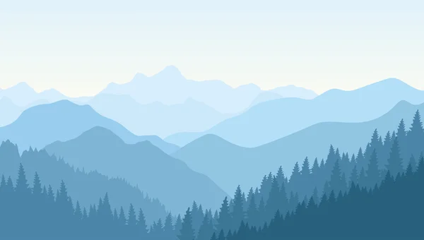 Belle matinée dans les montagnes bleues . — Image vectorielle