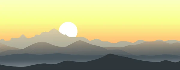 Gyönyörű naplemente a hegyekben. — Stock Vector