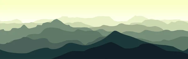 Paysage montagneux vert le matin d'été . — Image vectorielle