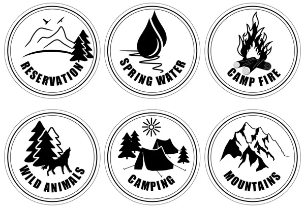 Set of outdoor adventure and expedition logo emblems. — Stock Vector