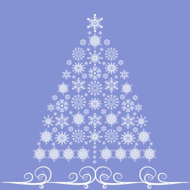 Noel ağacı üzerinden kar taneleri