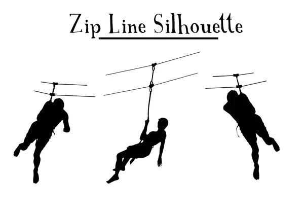 Zip Line Silhouette — Stock Vector