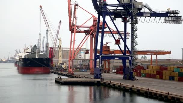 Containerterminal in de haven van Ravenna maart 2016 — Stockvideo