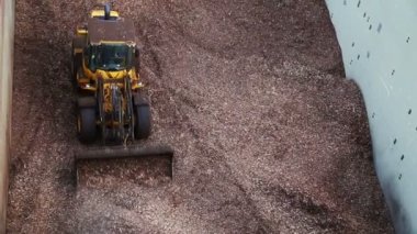 Ahşap yükleme gemi bağlantı noktası Liepaja Mayıs 2016 cips.