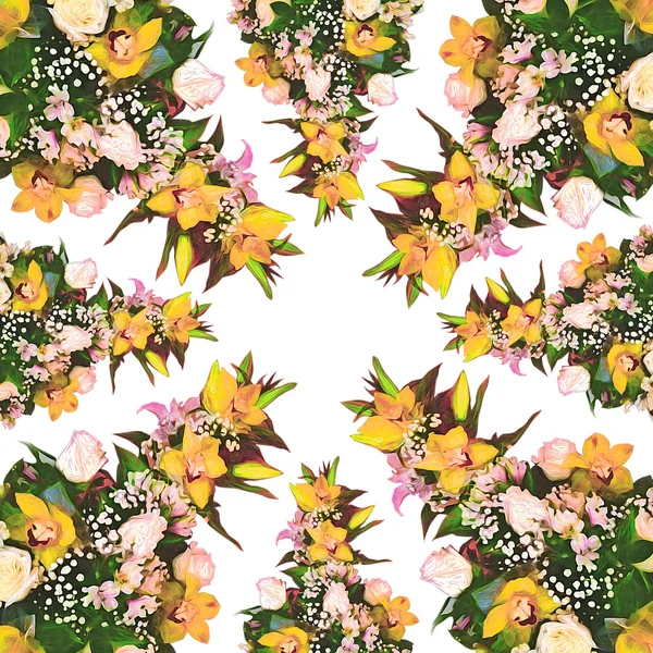 美しいフレームの様式化された花パターン — ストック写真