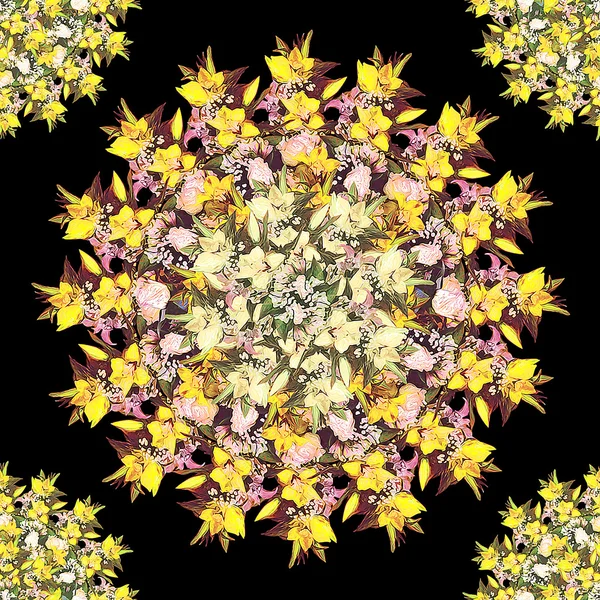 Květinový vzor stylizované krásný rám — Stock fotografie