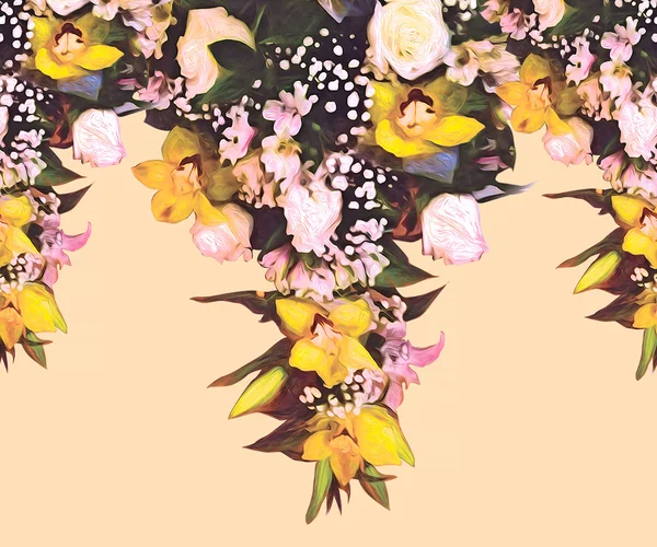 美しいフレームの様式化された花パターン — ストック写真