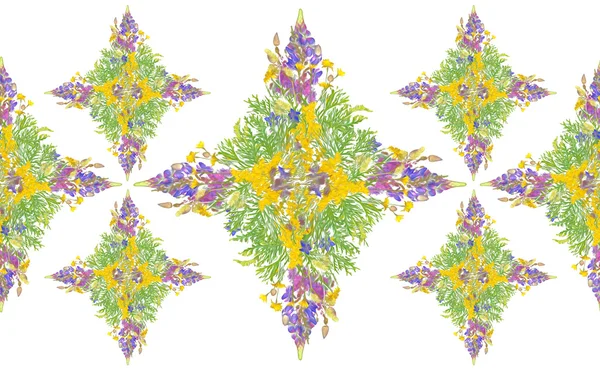 Moldura estilizada padrão buquê floral — Fotografia de Stock
