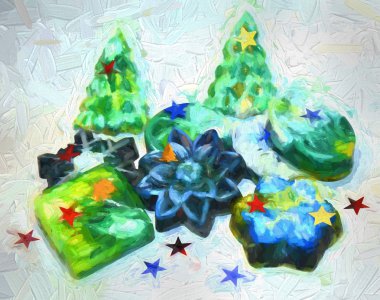 Stilize yeni yıl, yılbaşı kompozisyon