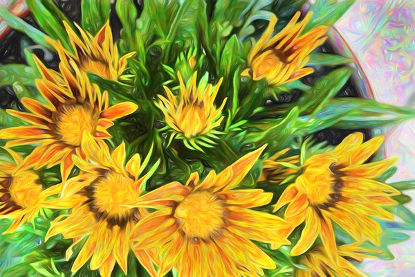 Beautiful stylized yellow gazania — Stock Photo, Image