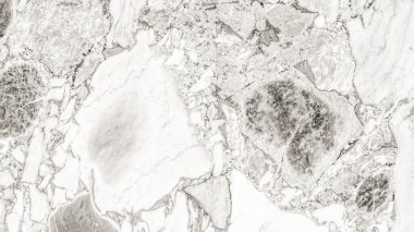 Cilalanmış beyaz mermer yüzey görüntüsü karmaşık gri damarları ve organik oluşumları gösteriyor.