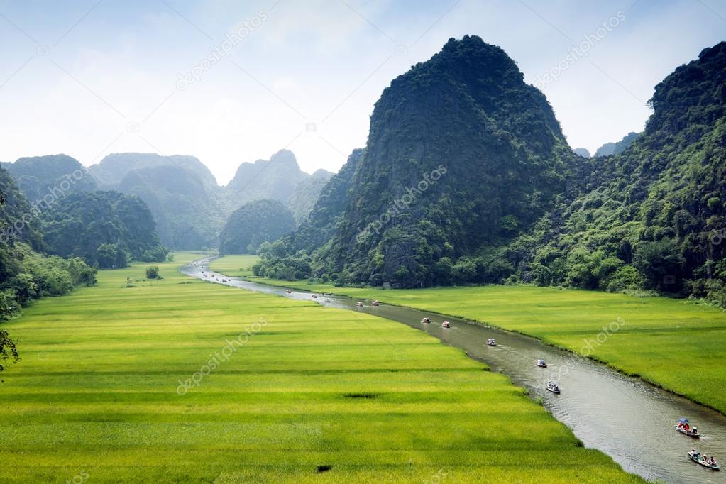 Rice field and river, NinhBinh, Vietnam landscapes