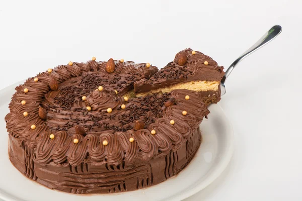 Hausgemachter Schokoladenkuchen auf einem Teller — Stockfoto