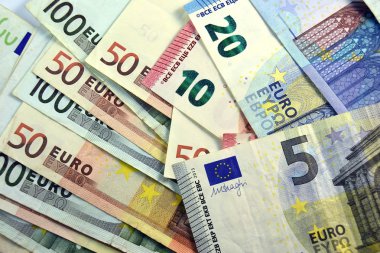 Euro banknot ve para birimi farklı yakından  