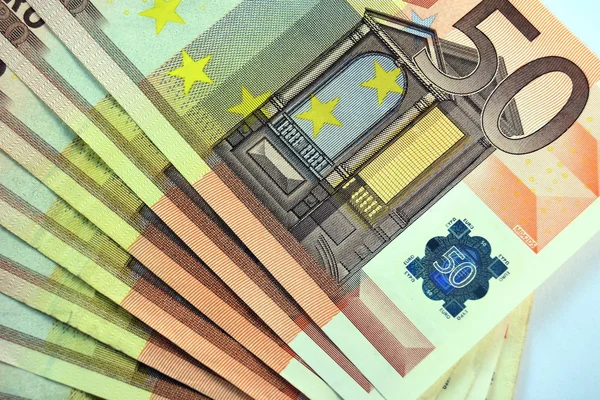 Euro banknot ve para birimi farklı yakından — Stok fotoğraf