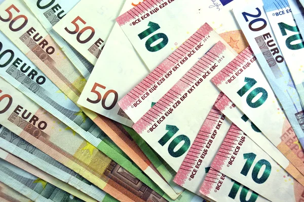 Différents Fermer EURO Billets de banque et devises — Photo