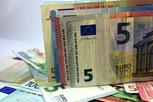 Diferente Primer plano EURO Billete de banco y moneda — Foto de Stock