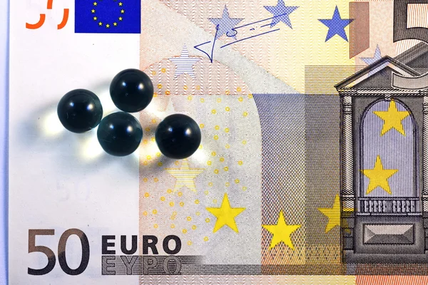 Diferentes Close up EURO Bank nota e moeda — Fotografia de Stock