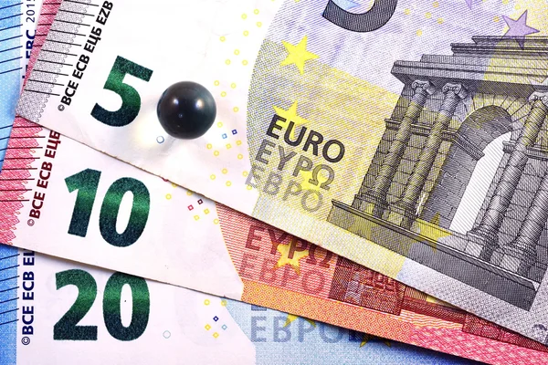 Diferente Primer plano EURO Billete de banco y moneda —  Fotos de Stock