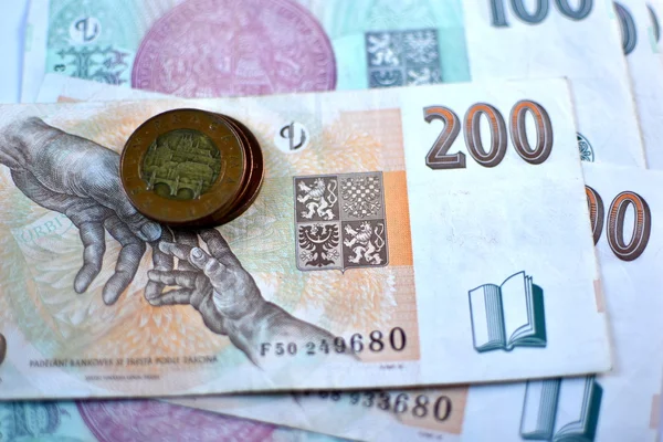 Закрыть валюту чешской кроны, Чешская Республика — стоковое фото