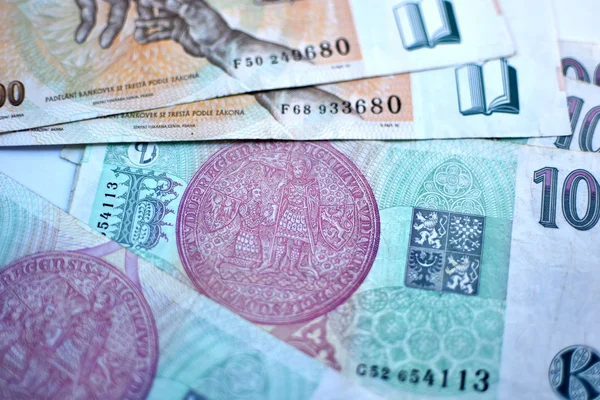 Közelről Cseh korona valuta, Cseh Köztársaság — Stock Fotó