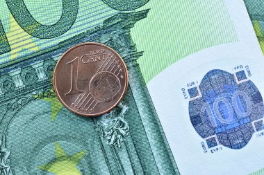 Euro banknot ve para birimi farklı yakından  