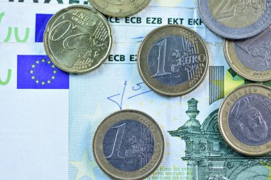 Euro banknot ve para birimi farklı yakından  