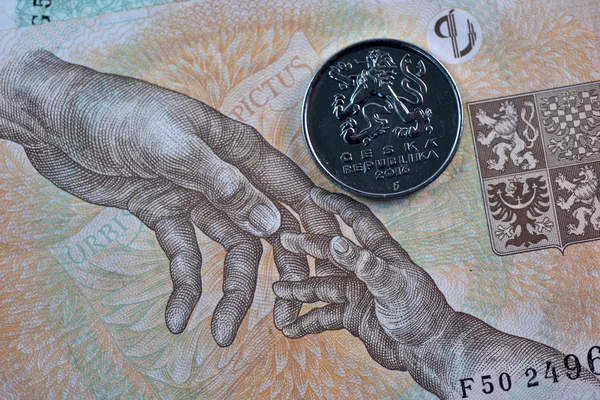 Fechar a moeda checa Koruna, República Checa — Fotografia de Stock