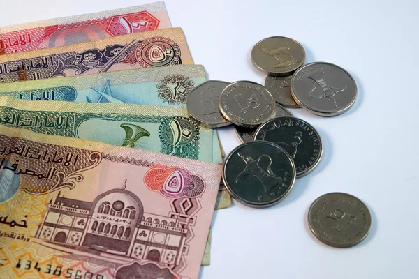 Yakın çeşitli para birimi banknot ve madeni paraların, Birleşik Arap Emirlikleri