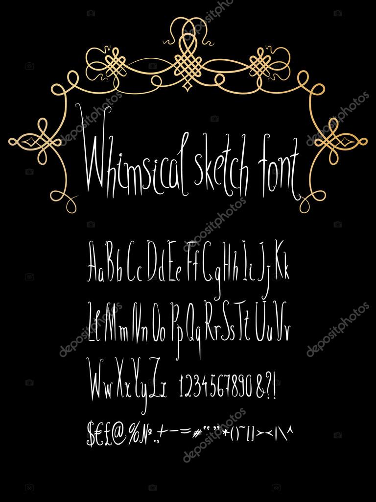 Whimsical Fonts Hand Made Whimsical Font With Gold Flourish Frame Stock Vector C Vilicreates