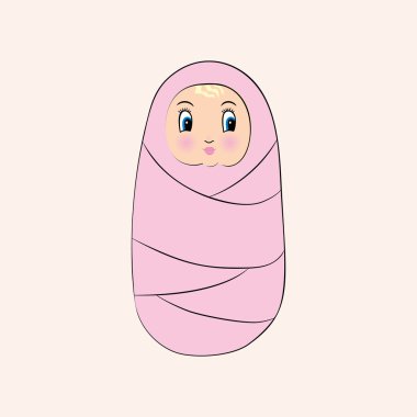 Kundak giysileriçinde sevimli küçük bebek.