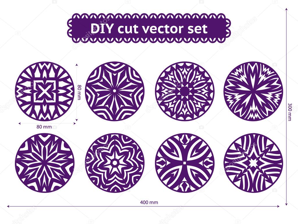 DIY cut vector set. Abstract ethnic circle designs