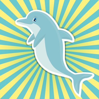 Şirin gülümseyen çizgi film yunusu