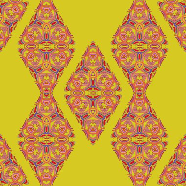 Oryantal dikişsiz desen. Parlak renklerde tekrar süsleme. 