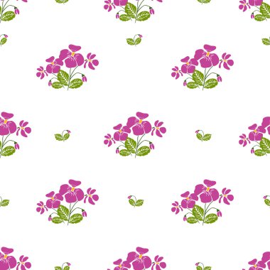 Retro tarzında mor çiçek demetleri ile Dikişsiz desen. 