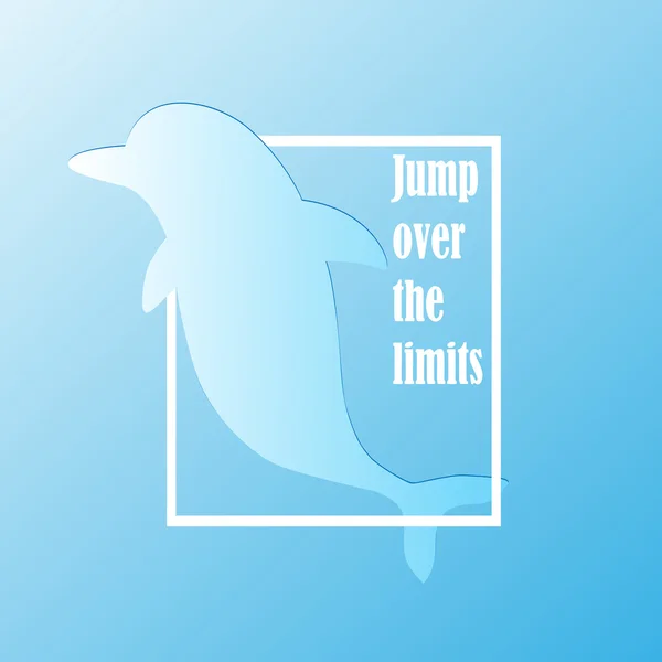 Motivational poster. Jumping dolphin silhouette — Stock vektor