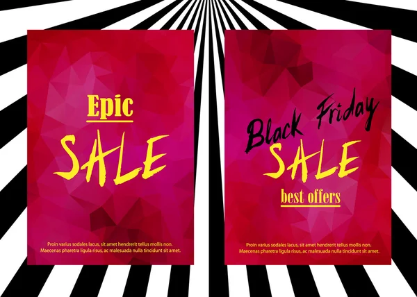 Conjunto de banners de anuncio de venta. "Venta épica" y "Viernes Negro " — Vector de stock
