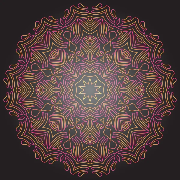 Adorno de mandala teñido sobre fondo oscuro — Vector de stock