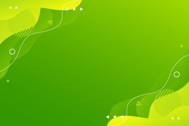 Geometrik şekilli parlak yeşil eğimli sıvı dalga arkaplanı. Modern dinamik duvar kağıdı. Satışlar, iş dünyası, reklamlar, etkinlikler, web siteleri, sayfalar ve daha fazlası için modaya uygun pankart tasarımı